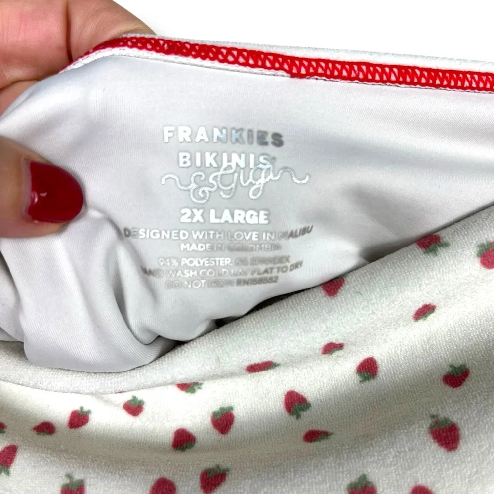 Frankies Bikinis x Gigi Hadid Terry Swim Bottoms Strawberry Print Anne 2XL Fruit